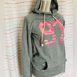 Aeropostale Live love dream soft bonfire nautical hoodie grey with pink sequins